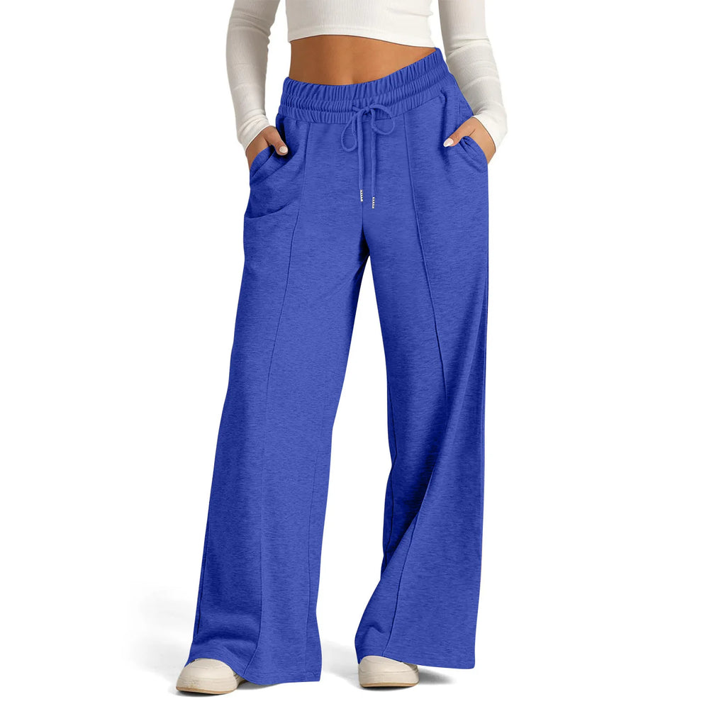 Womens Wide Leg Sweatpants High Waisted Baggy Flared Pants Drawstring Athletic Joggers Casual Daily Wear Loose Yoga Sports Pants