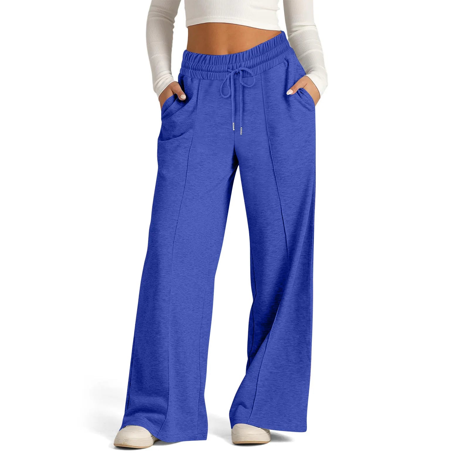 Womens Wide Leg Sweatpants High Waisted Baggy Flared Pants Drawstring Athletic Joggers Casual Daily Wear Loose Yoga Sports Pants