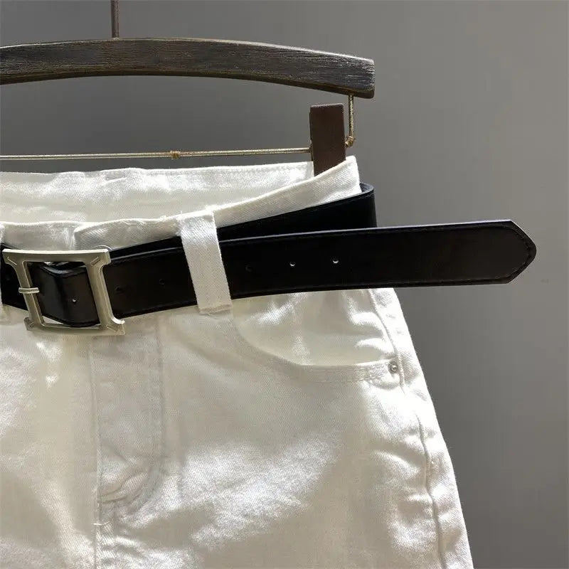 White A-word Denim Skirt Women's 2026 Summer New Slim Hip Anti-light Skirt