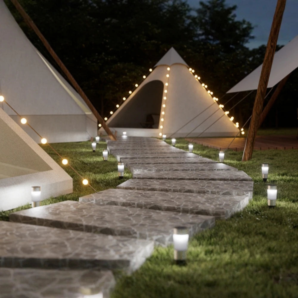 Mini Solar Pathway Lights Outdoor Solar Walkway Lights Stainless Steel Lights for Garden Yard Landscape Driveway Patio Decor