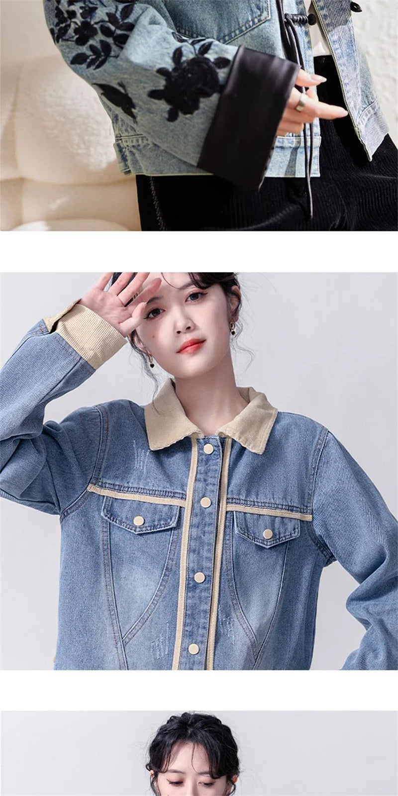 Denim Jacket For Women in Spring and Autumn 2024 New Embroidered Chinese Style Fashion Versatile Denim Clothing High-end women's
