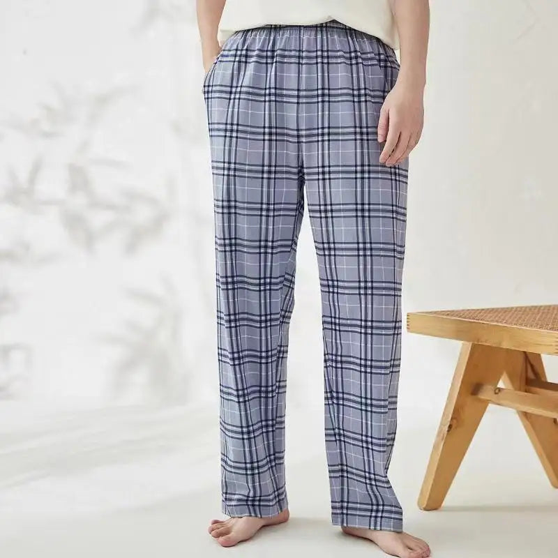 Men's Stylish Summer Pajama Pants, Thin Home Pants, Loose Breathable Air-Conditioned Pants with Elastic Waist