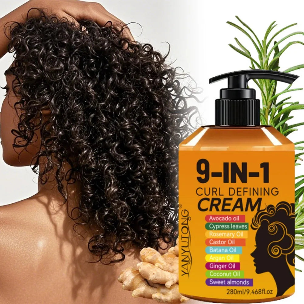 280ml Curly Hair Styling Cream, Moisturizing and Smoothing Formula, Enhances the Elasticity and Shine of Curly Hair, Easy to Set