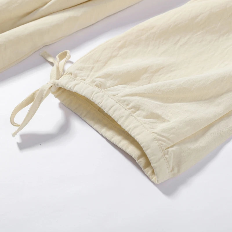 Casual Cotton Midi Dress Women O Neck Lace Up Lantern Sleeves Slim Waist A Line Robe Female 2026 Summer New Chic Solid Dresses