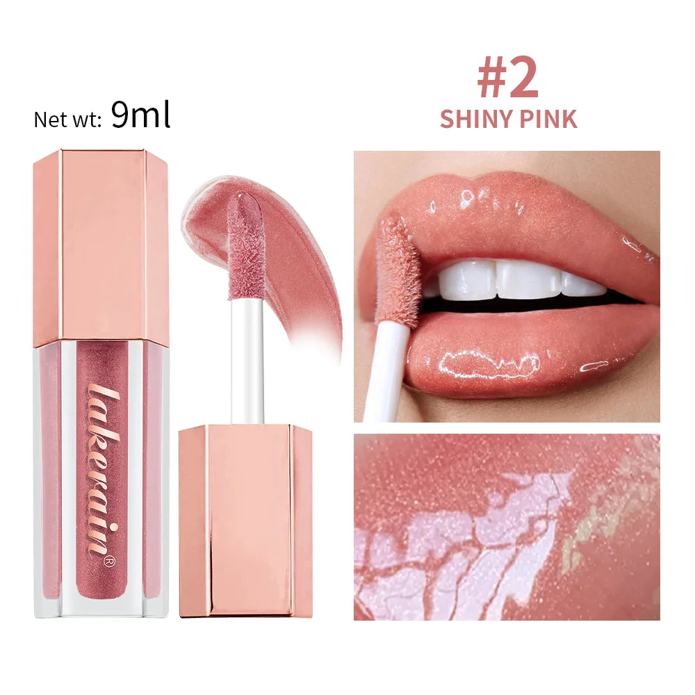 8-Color Liquid Light Glitter Lip Glaze Long-lasting Deep Moisturizing Lip Gloss Reduce Lips Lines Slight Shimmer Makeup Lip Oil