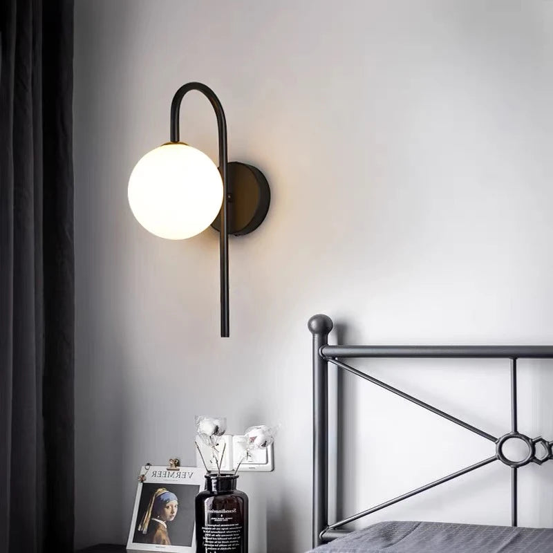 Bedroom LED Wall Lamps with 9W G9 Bulb Hardwired Indoor Frosted Glass Ball Wall Lights Wall Sconce for Bar Kitchen AC110-220V