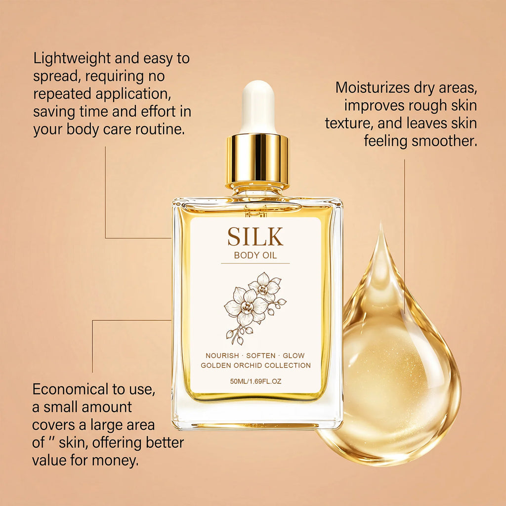 Silk Body Oil Perfume Oil Visibly Firming Anti Aging Moisturizing Instantly Improve Elasticity Non-Greasy Face Body Essence Oil