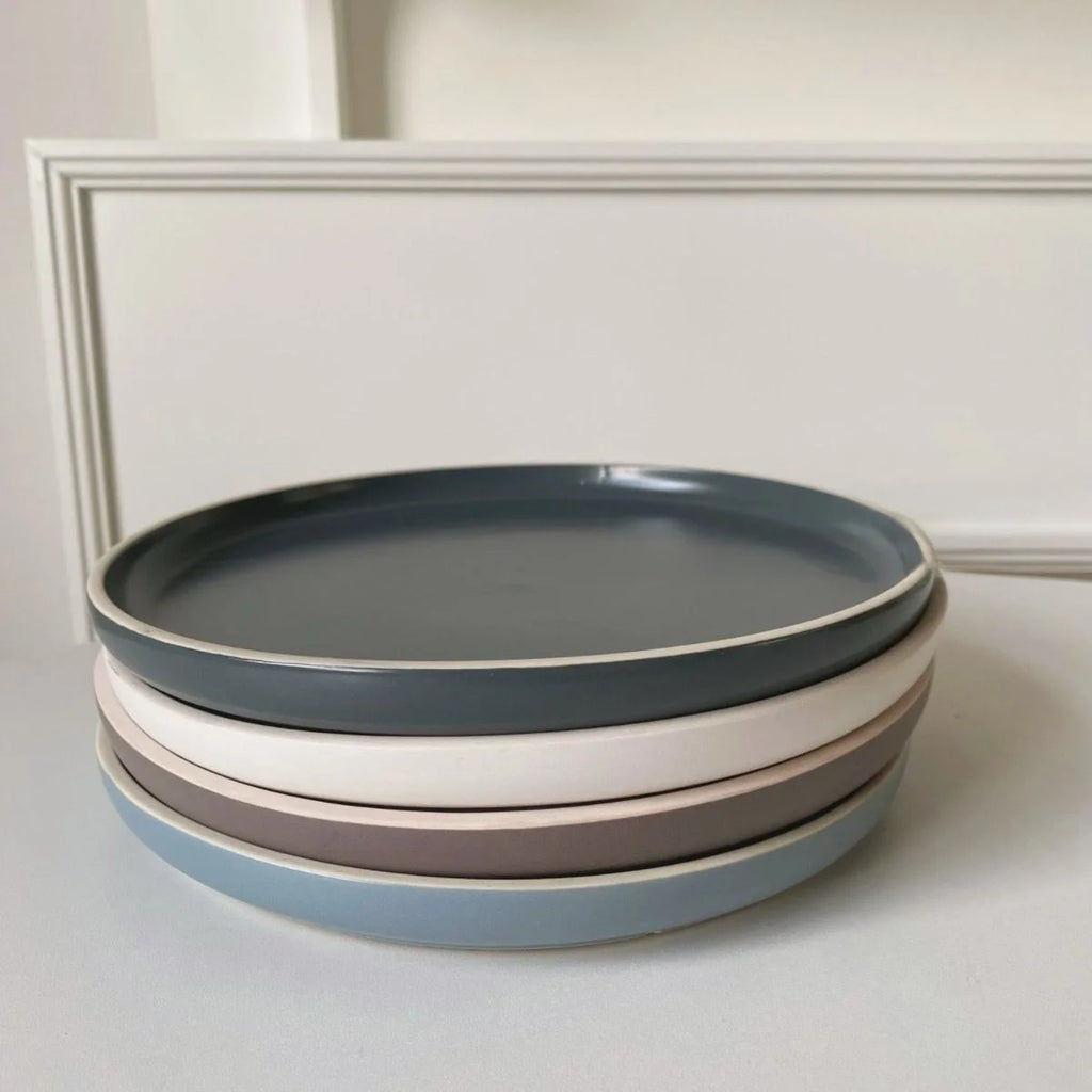 Nordic Style Ceramic Plate Pure Color Brown White Underglaze Dining Utensils Simple And Elegant Ins Style Flat Dishware