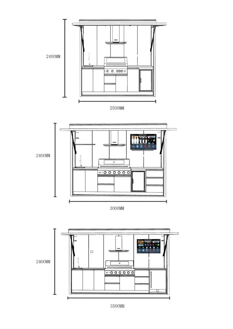 Modular Outdoor Kitchen Pod with SUS 304 Cabinets, Pre-assembled All-in-one BBQ Station for Luxury Villa Garden Customized