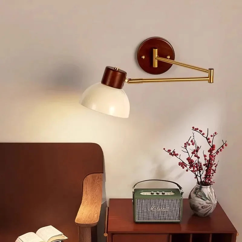LED Bedroom Bedside Wall Lamp Swing Arm Wall Light Folding Telescopic Study Reading Lamp Study Decor Sconce Lighting