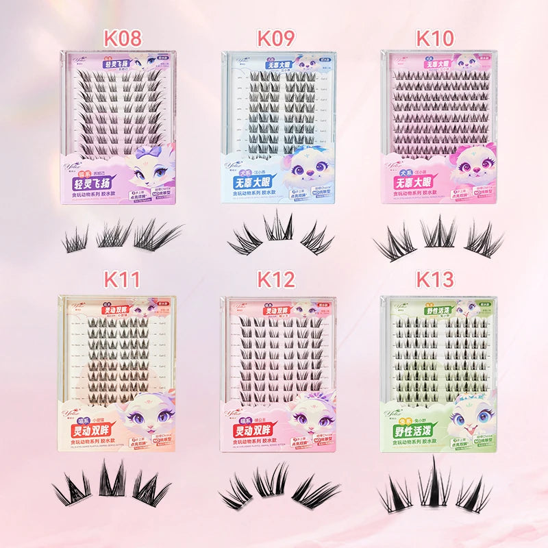Yelix DIY Cluster Lashes Natural Eyelash Extension Volume Individual Lashes Mixed Tray Lashes Cluster Natural Eyelashes Makeup
