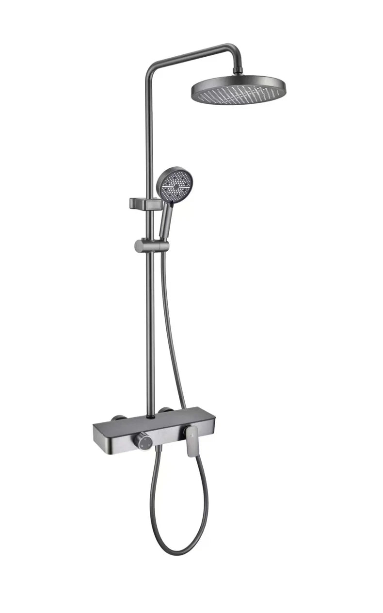 Gray Bathroom Shower Set Household Bathroom Pressure Boosting Rainfall Shower Head Bathtub Showers Faucet Set Hotel