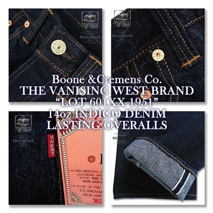 FREEWHEELERS 601XX 1951, five bags of 14oz indigo vintage jeans