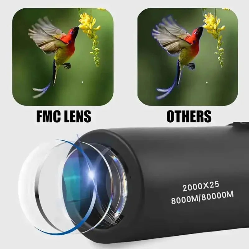 New Mini Portable 2000x25 HD Monocular Telescope With Phone Holder For Camping Hunting Birdwatching Travel Phone Photography