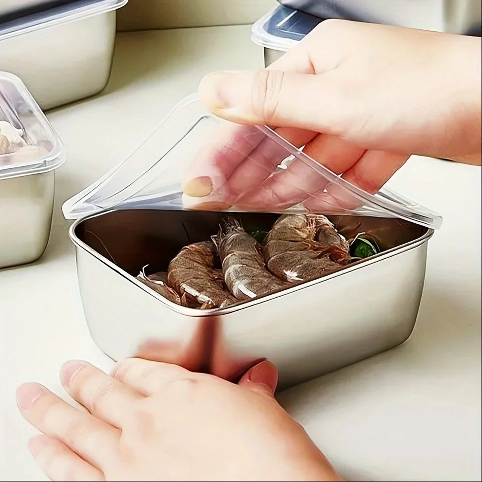 6 Pack Stackable Stainless Steel Food Containers, Leakproof Airtight Reusable Lunch Boxes for School Picnic Outdoor Use
