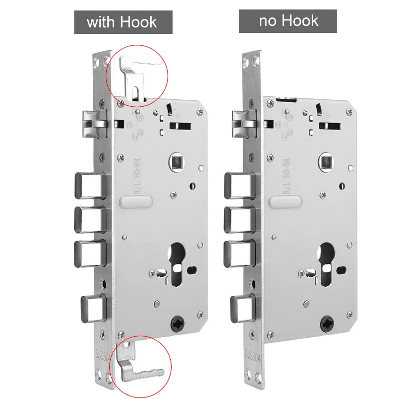 6068 304 Stainless Steel Security Door Lock Body Internal Gear Structure Anti Stuck for Smart Fingerprint Lock