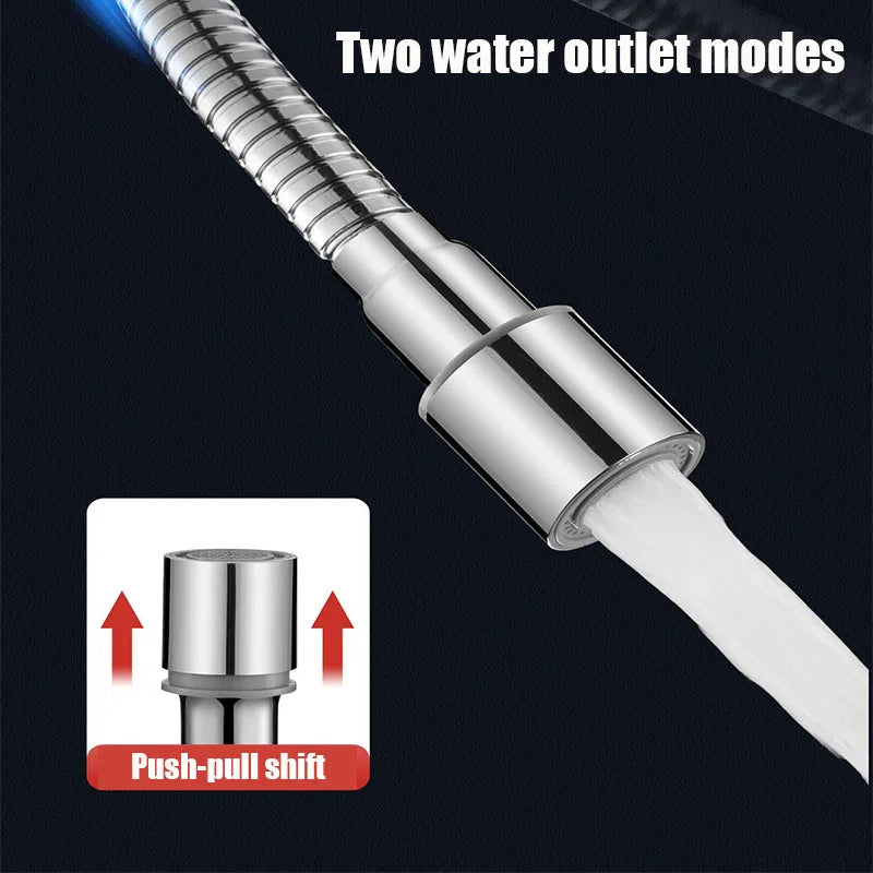 1080° Rotation Stainless Steel Kitchen Faucet Sprinkler Extender Bubbler Water-saving Device Lengthening Splash Sprinkler Spray