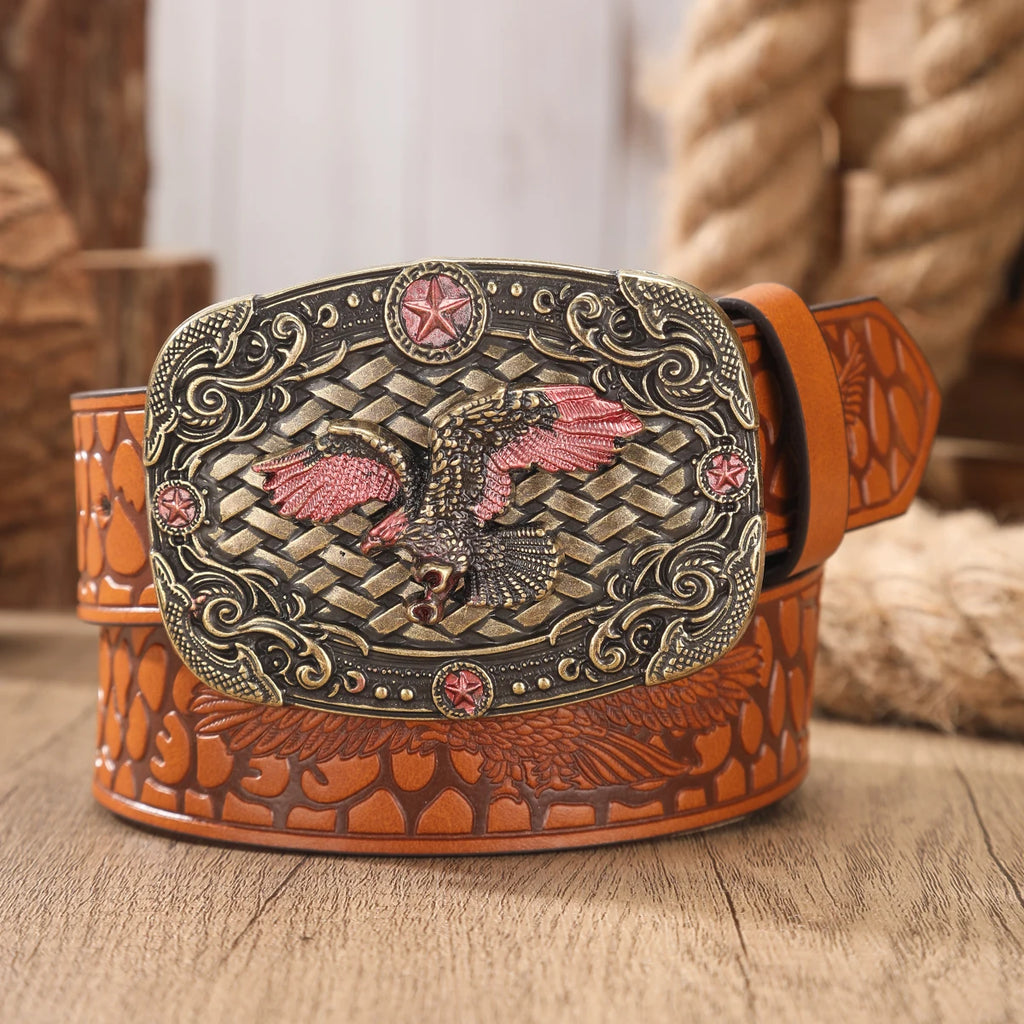 A Western-style denim belt in retro style - made of PU material - suitable for both men and women - pairs well with jeans