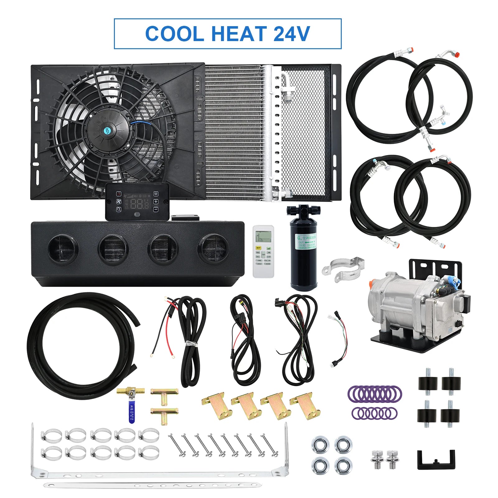 404 Universal Electric Compressor Car A/C 12V/24V Truck Air Conditioning & Heating Systems Air Conditioner Unit For Camper Van