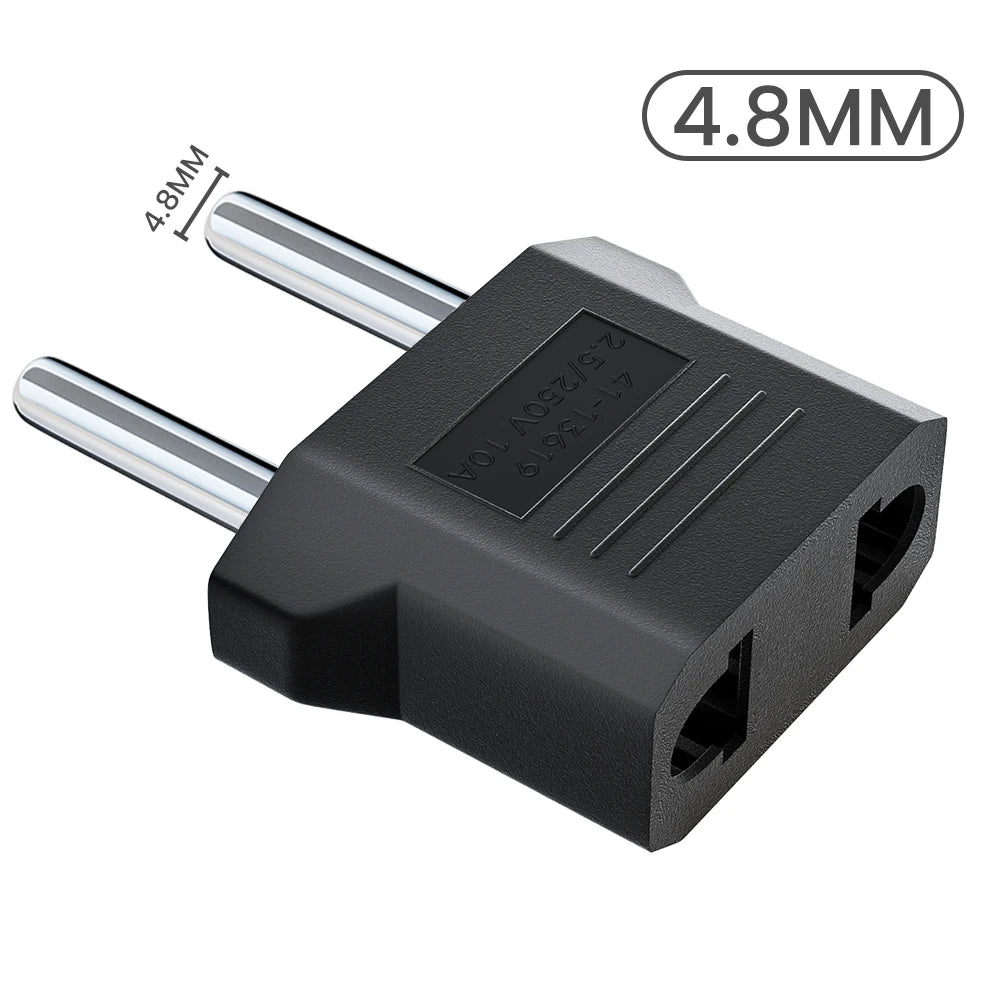 Electrical Socket Plug Adapter US to EU Converter Plug Power Travel Adapter American China KR To Europe Plug Adapter 4.8mm/4.0mm