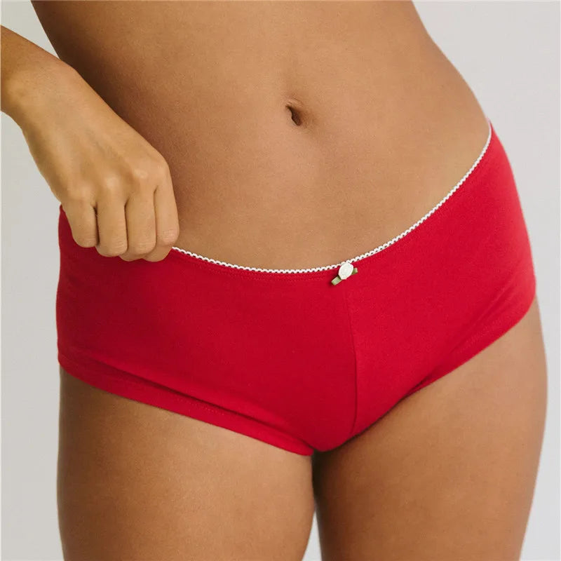 Gaono Coquette Aesthetic Boyshort Panties Women Mini Flower Bow Lace Edge Soft Cotton Mid Rise Briefs Cute Vintage Intimates