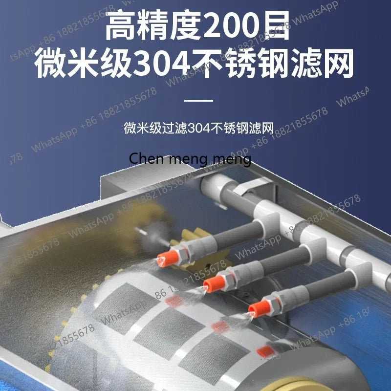 Stainless steel fish pond filter water circulation system silent backwash drum micro filter  A61
