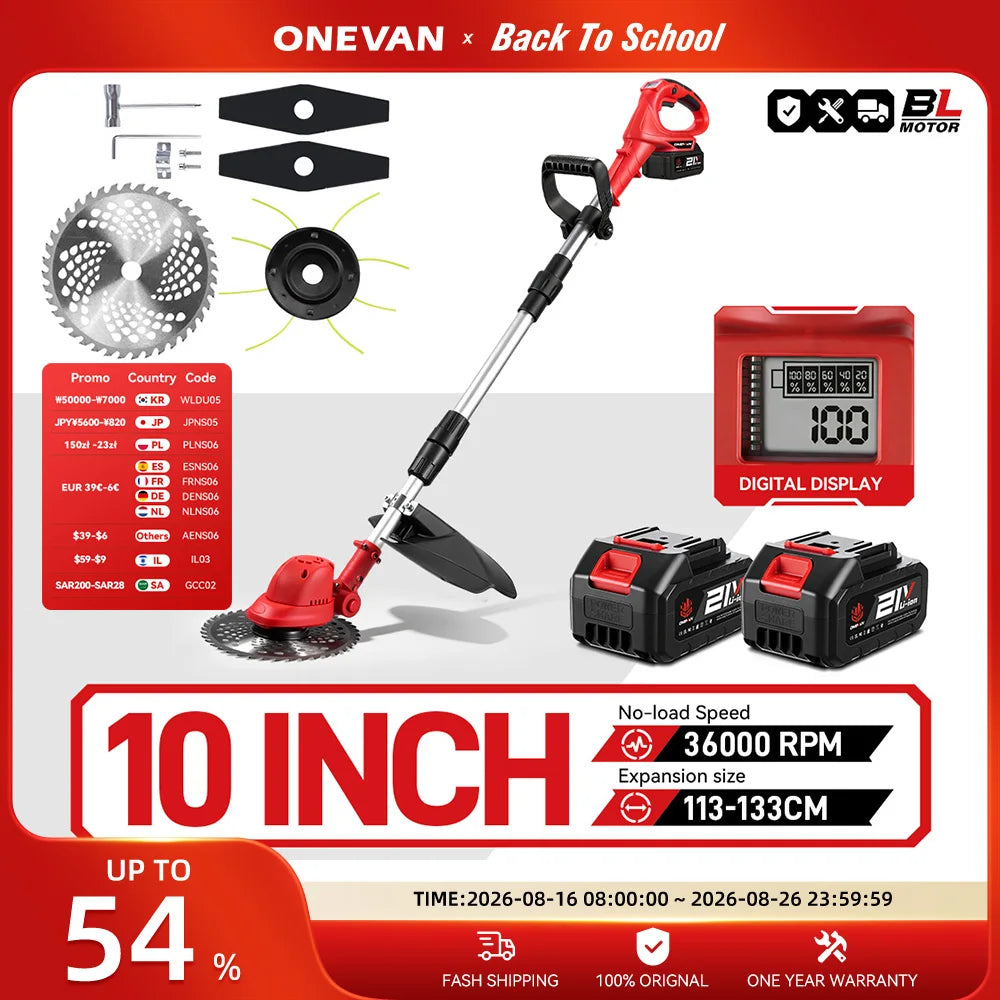 10Inch 4000W Brushless Electric Lawn Mower 36000RPM Grass Trimmer Length Adjustable Garden Tools For Makita 18V Battery Pins