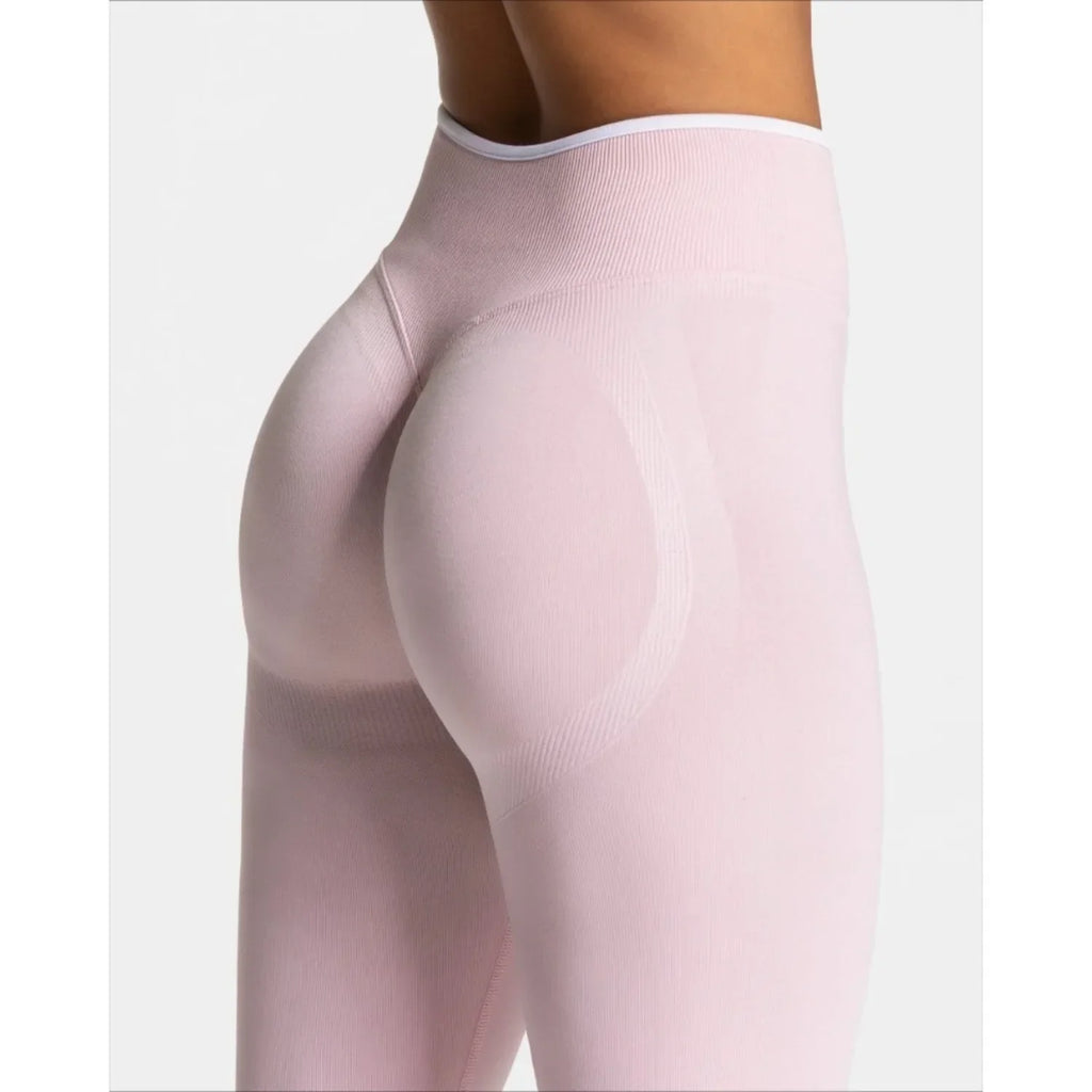 Women's Seamless Gym Solid Color Sports Pants White Edge Waist Tight High Waist Hip Lifting Yoga Pants Running Exercise Pants