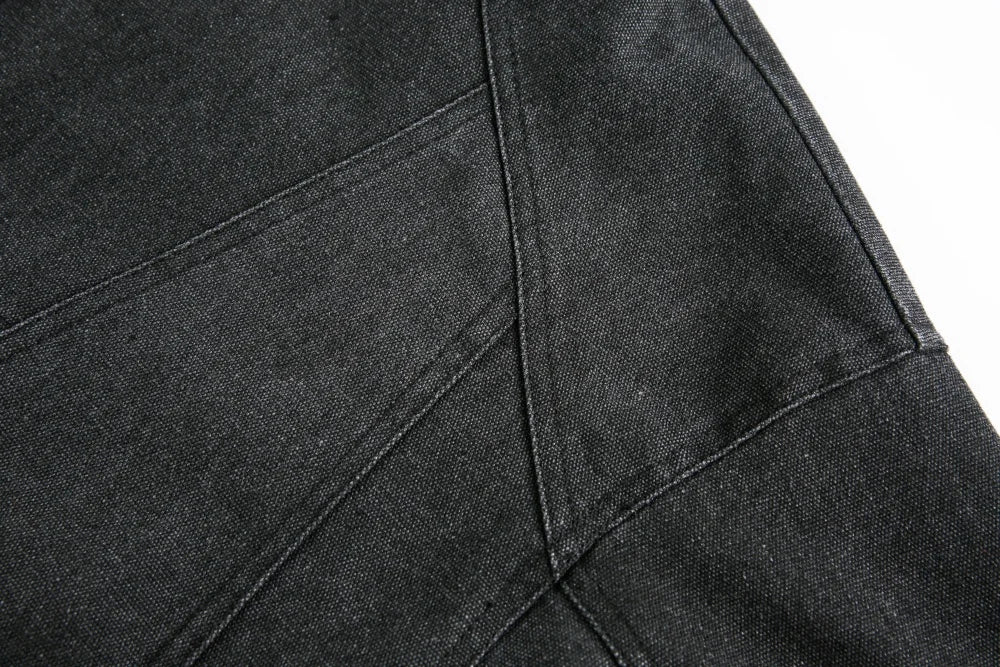 Spliced Denim Jacket Mens Washed Distressed Retro Casual Loose Long Sleeve Stand Collar Pocket Outerwear Man