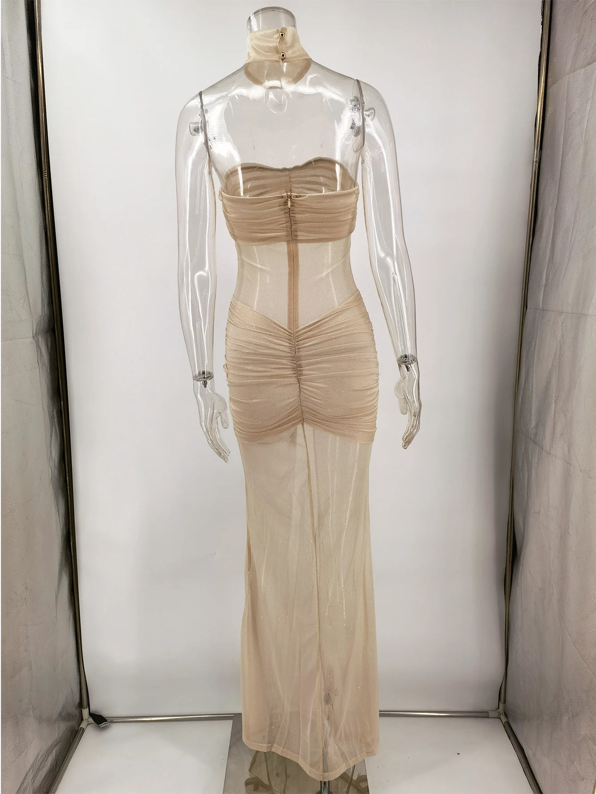 Sexy See Through Gauze Maxi Sequin Summer Dress Women Elegant Backless Birthday Party Dresses Long Prom Evening Dresses Vestidos