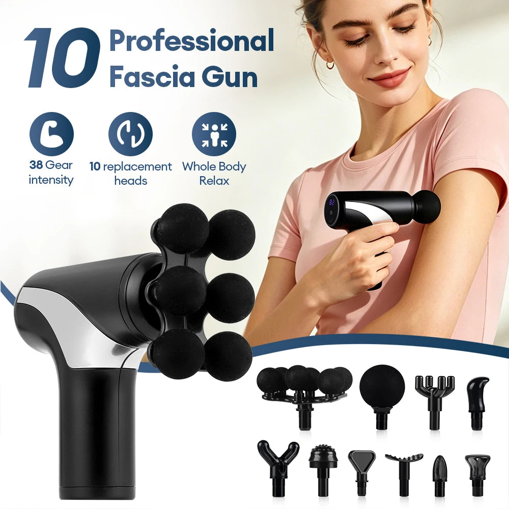Professional Fascia Gun Mini Deep Tissue Massage Gun Wireless 38 Speed Level Electric Percussion Massager Body Muscle Relaxation
