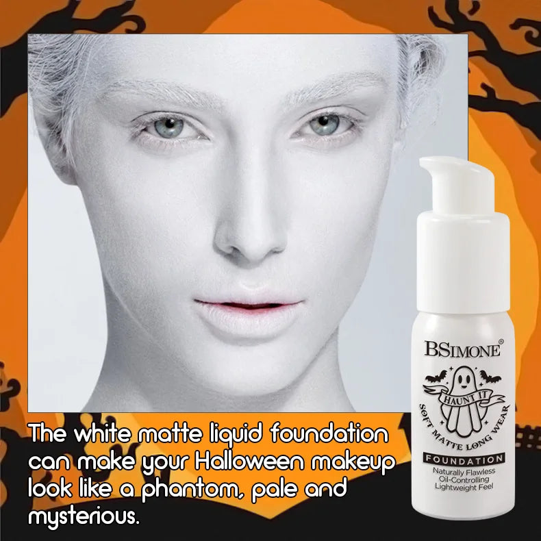 White Foundation for Halloween Makeup –Full Coverage Matte Face Paint for Cosplay Clown Vampire Skull,Non-Toxic Body Paint Cream