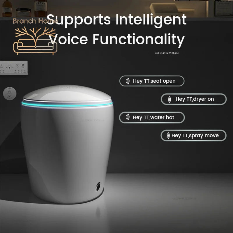 Egg Shaped Smart Toilet Fully Automatic Intelligent Bidet Integrated One-Piece Ceramic Commode Heated Seat Foot Sensor Flush