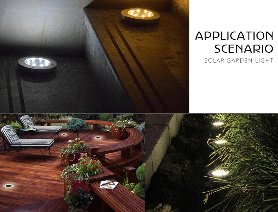 8/20 LED Solar Power Disk Light Outdoor Garden Solar Underground Light Deck Light Spotlight Buried Solar Led Lamp Garden Decor