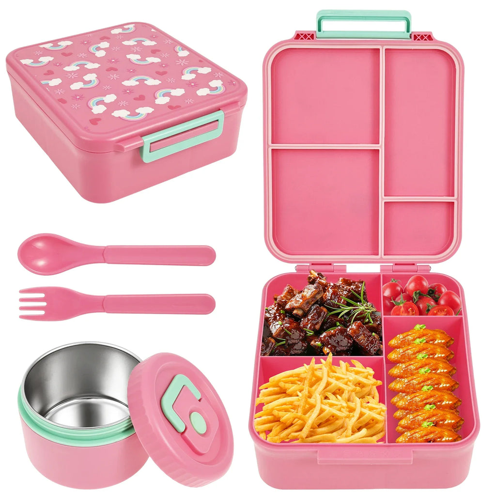 Adorable Kids Lunch Box Student Microwave Safe Travel Bento Box Food Container Portable Leak Proof Fruit Salad Bento Box 1700ml