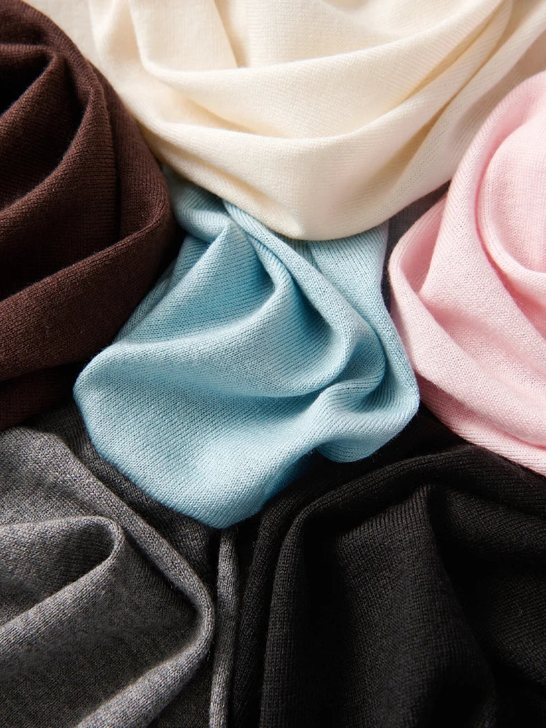 SuyaDream, Women Wool Pullovers, 5%Cashmere 92%Wool, Soft Cozy Sweaters, 2025 Fall Winter Basic Solid Knit Top
