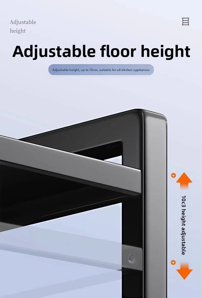 Expandable Kitchen Storage Rack Double Layer Microwave Oven Stand Countertop Holder for Rice Cooker Kitchen Organizer