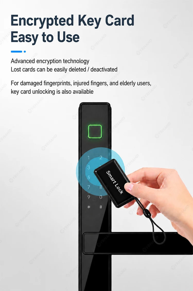Smart Fingerprint Door Lock 34mm Ultra Narrow No Drilling Replacement TTLock App Anti Peep Password IC Key For Sliding Doors