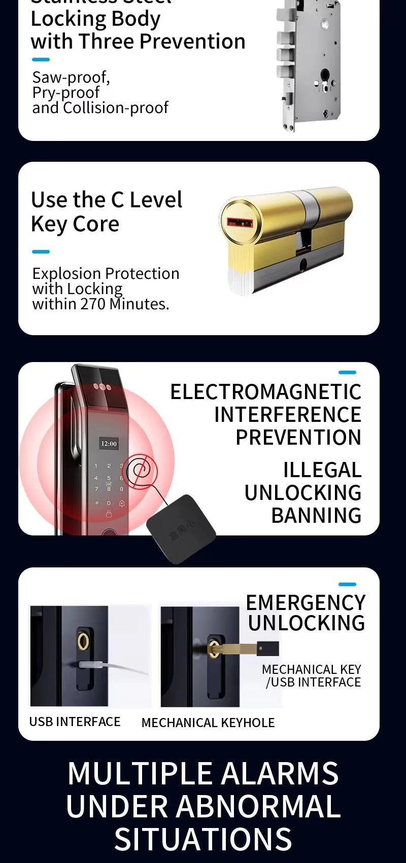 3D Face Recognition Palm Vein Recognition Tuya Automatic Lock With Camera Biometric Fingerprint Password Security Digital Lock