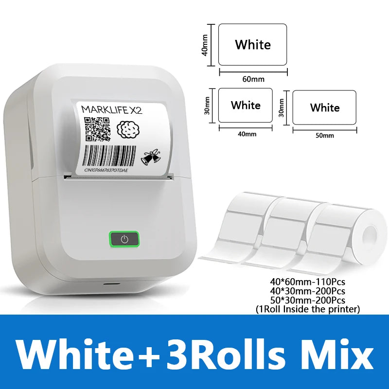 Marklife X2 Portable Thermal Printer Mini Pocket Printer Mobile Wireless Adhesive Sticker Labeling Machine Similar as B1 B21