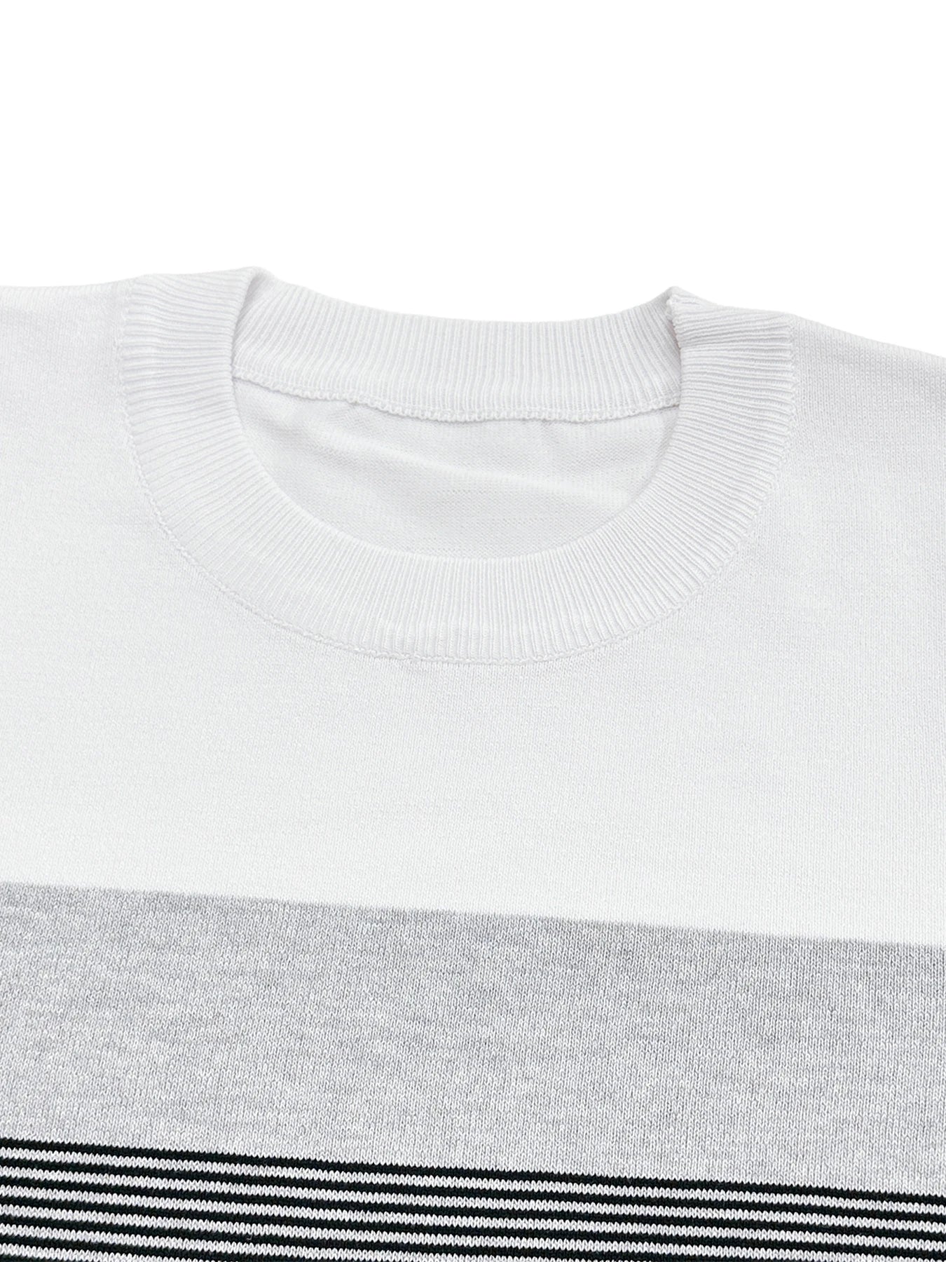 Men Spring Autumn Crew Neck Color Block Horizontal Striped Knit Sweater Long Sleeve Slim Casual Pullover Tops