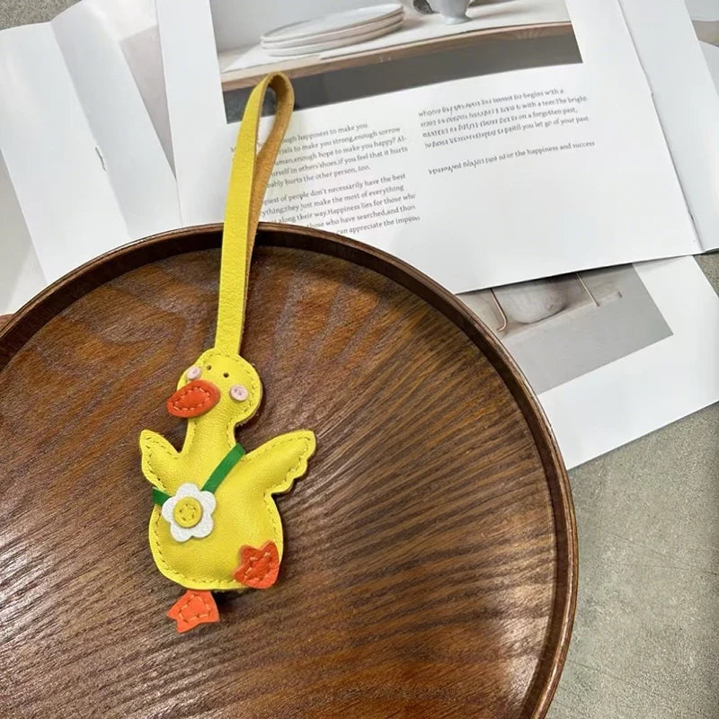 Cute Cartoon Duck Bag Charm High Quality Cute Leather Fashion Charm Bag Keyring Backpack Decoration Accessories Gifts