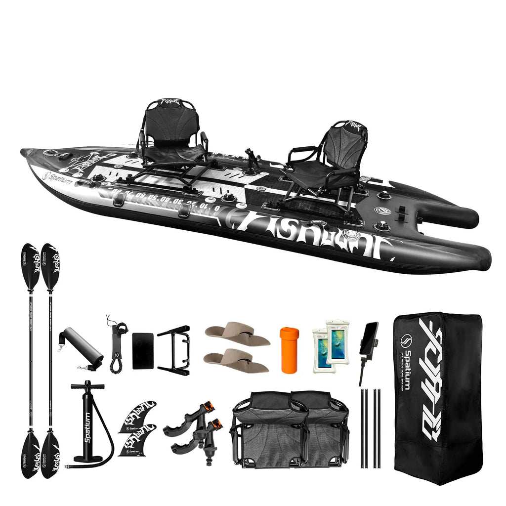 Spatium Fishing Kayak Fishing Paddle Board SUP Inflatable Stand Up Paddle Board 11'*48"*6", Fishing Boat with Swivel Seat