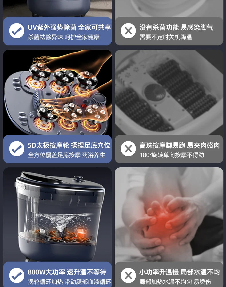 Foot Bath Electric Automatic Foot Spa with Massage Deep Footbath Machine for Home Use Constant Temperature Electric Foot Warmer