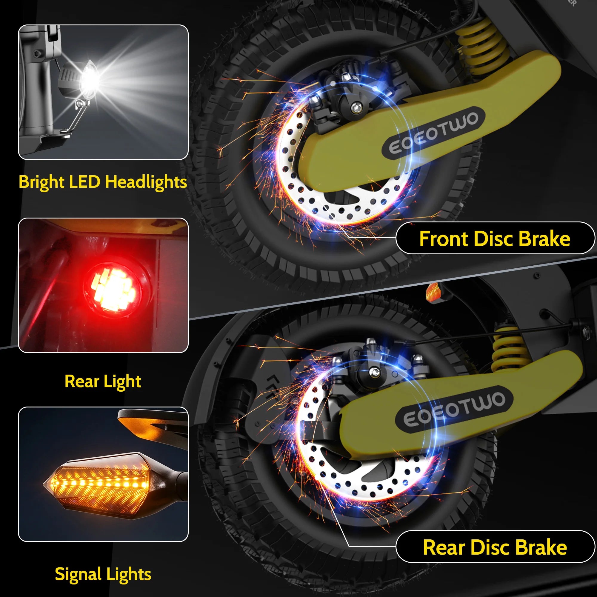 EOEOTWO 1200W Off Road Electric Scooter for Adults 48V Long Range E-Scooter 30MPH Fast Speed 11" Tubeless Tire Foldable Kick Scooter