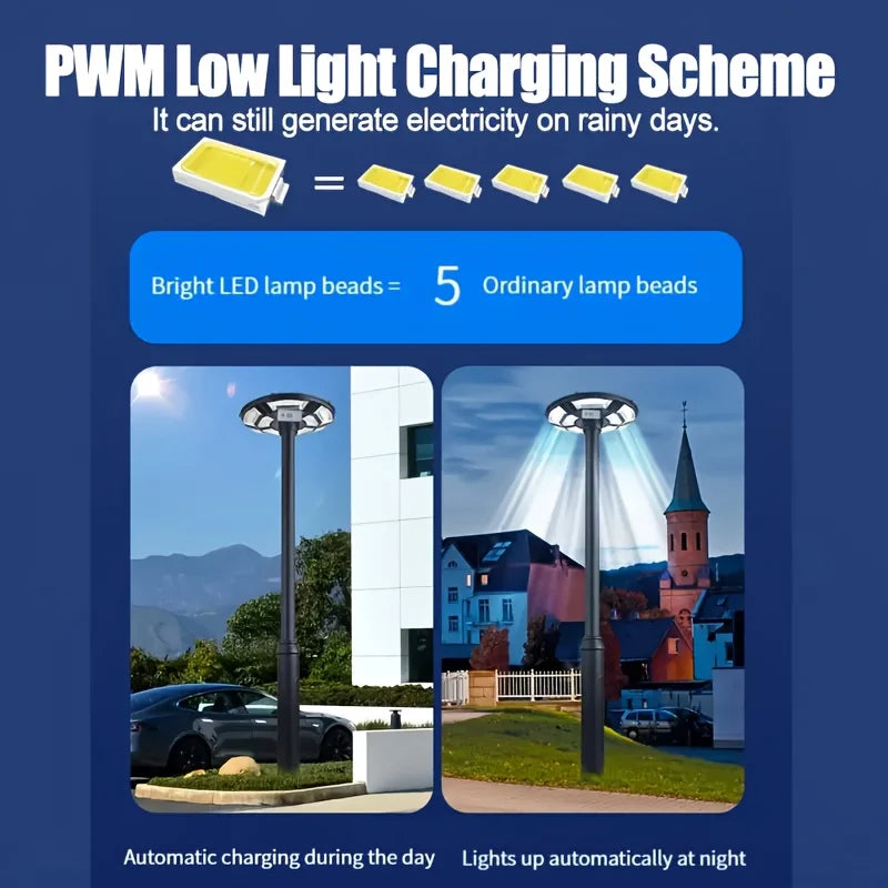 750 LED Solar Lamp Post Light， with 78" Tall Pole, Removable, Dusk to Dawn Motion Sensor 4000W Outdoor Solar Street Lights