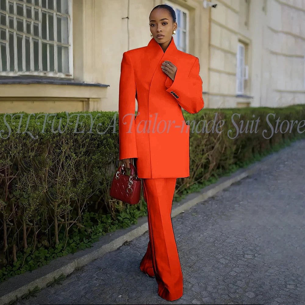 White Pants Suit Woman Luxury 2 Pieces Jacket Pants Smart Casual Office Lady Blazer Set Solid Color Trajes De Mujer Elegante