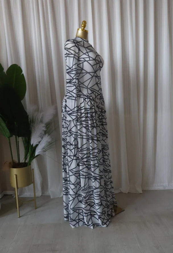 CM.YAYA Women Full Sleeve Printed O-neck Maxi Long Dress 2026 Evening Birthday Vacation Sexy Party Club Vestidos Dresses