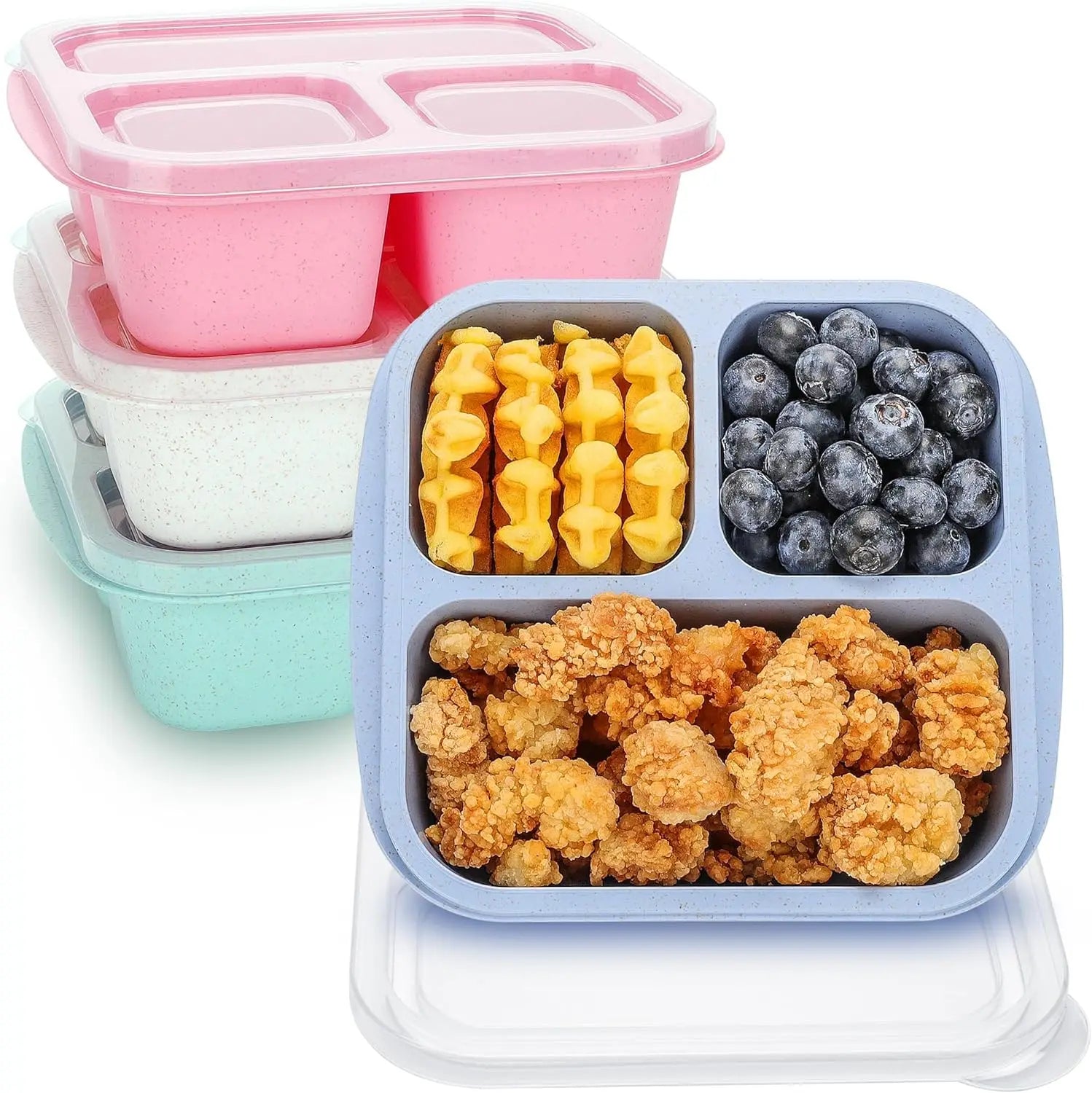 1/4pcs Bento Lunch Box Set 3 Compartment Food Storage Containers Wheat Straw Meal Prep Lunch Box Plastic Food Storage Containers
