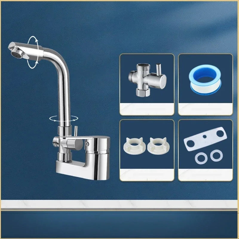 Chrome Basin Shower Faucet Multifunctional Bathroom Mixer Valve Basin Faucets Hot Cold Mixer Valve Single Handle Deck Mounted